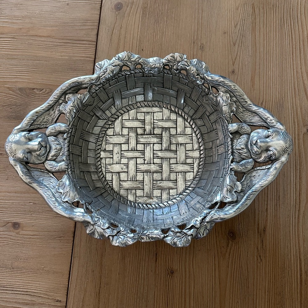 Silver Decorative Basket with Cherub Handle Arthur Court Excellent condition